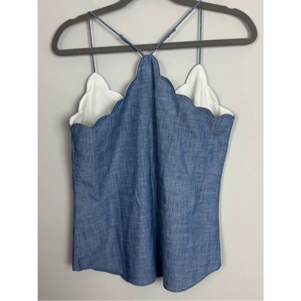 J. CREW | Blue Denim-Look Scallop-Edge Cami Tank Top Women’s Size 4